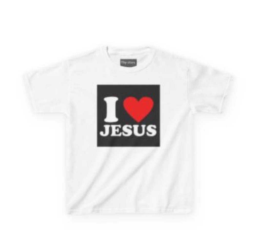 Customized I love Jesus Small Box Print Round Neck T-Shirt