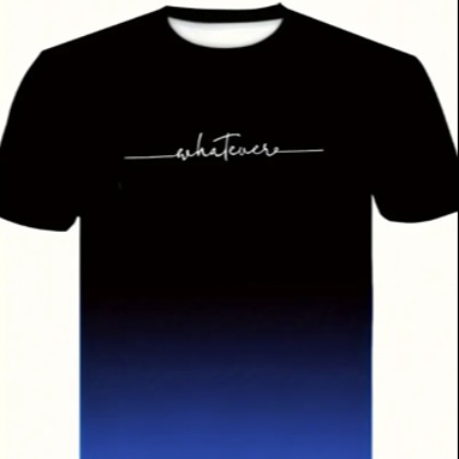 Men's "WHATEVER" Letter Print T-shirt, Crew Neck And Short Sleeve Tee, Gradient (M)