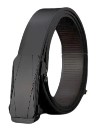 Men's Business Style Belt with Automatic Iron Buckle, PU Leather - Black "43