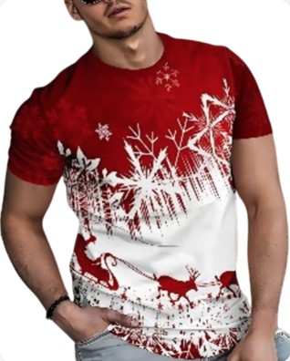 Men's Festive Christmas 3D Print T-Shirt - Casual, Breathable Polyester
