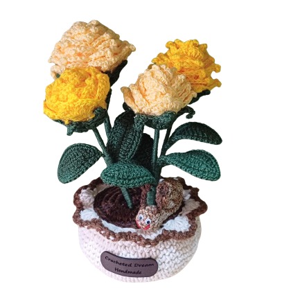 Crocheted Roses Flower Pot