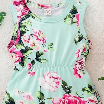 1pc Baby Girl Leopard Print Sleeveless Romper