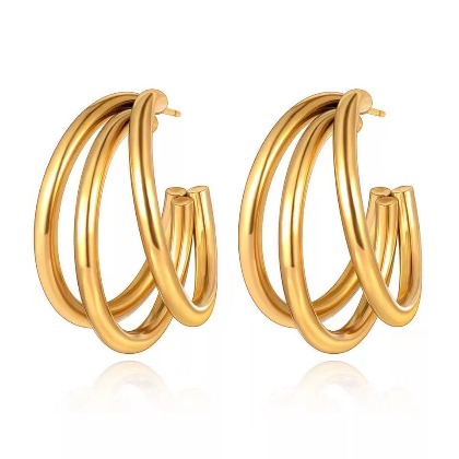 C Shaped Gold Stud