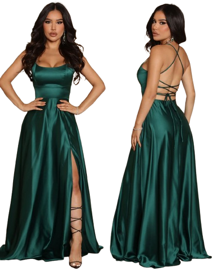 Deep Green Glamour: Backless Formal Dress