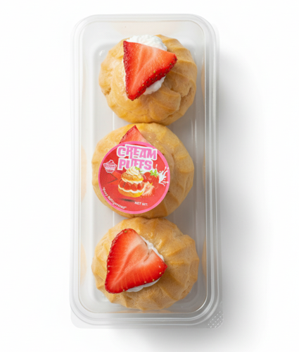 Fresh Strawberry Cream Puffs – Pack of 3