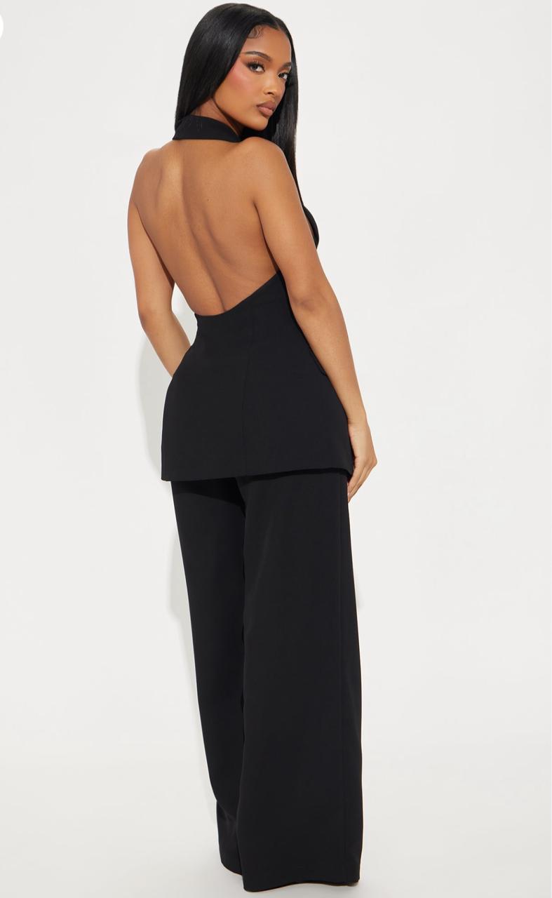 Sleek Halter Vest & Wide-Leg Trouser Set