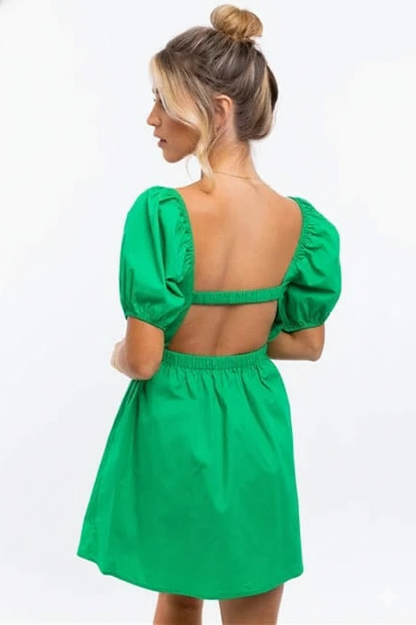 Emerald Backless Mini Dress