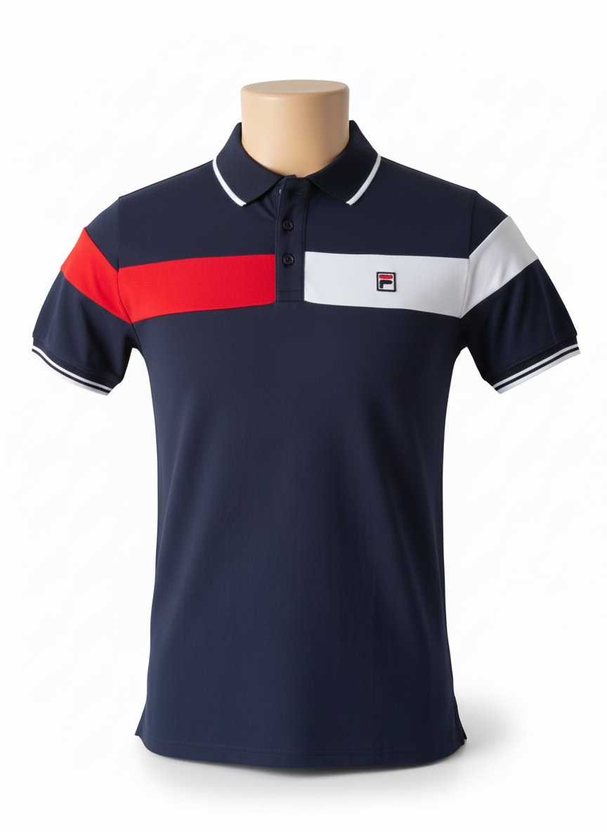 FILA Men's Color Block Performance Polo Shirt Size Small