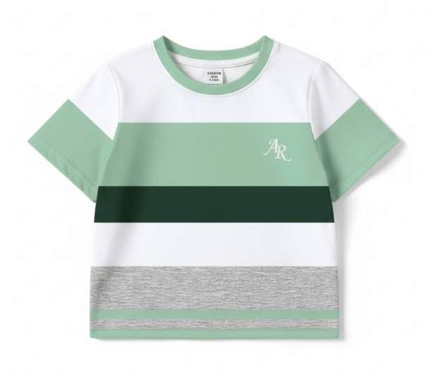 Boys' Color-Block Striped Crewneck T-Shirt (Ages 7-8 Years)