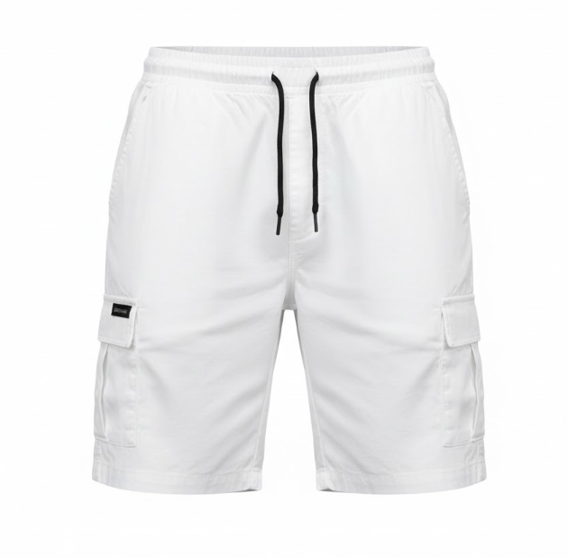 Men's Lightweight White Cargo Shorts with Drawstring Waist Size Medium