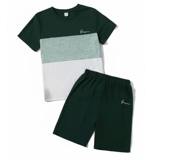 Youth Colorblock T-Shirt & Shorts Lounge Set (Ages 13-14)