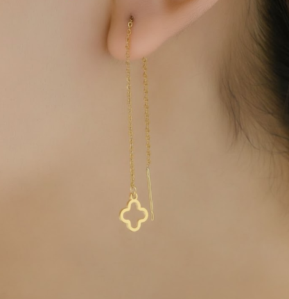 Elegant Clover Threader Earrings