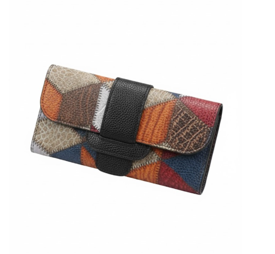 Patchwork Leather Clutch Wallet