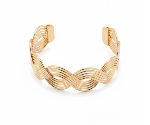 Intertwined Wire Design Gold Cuff Bracelet