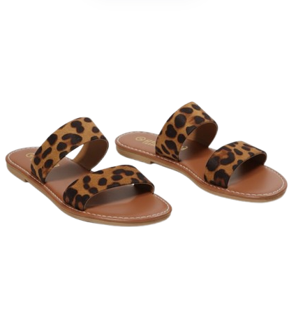 Chic Leopard Print Double-Strap Slide Sandals - Size 39