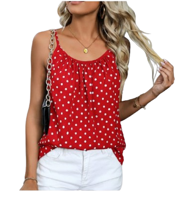 Chic Red Polka Dot Cami Tank Top Size Large