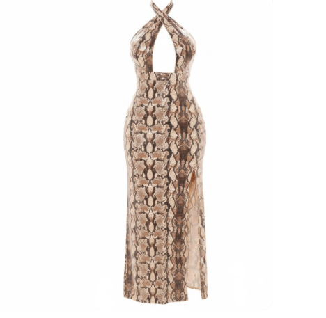 Serpentine Chic Halter Maxi Dress Size Medium