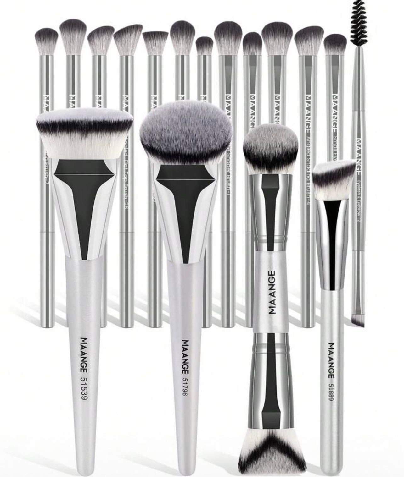 17pcs Silvery Makeup Brushes