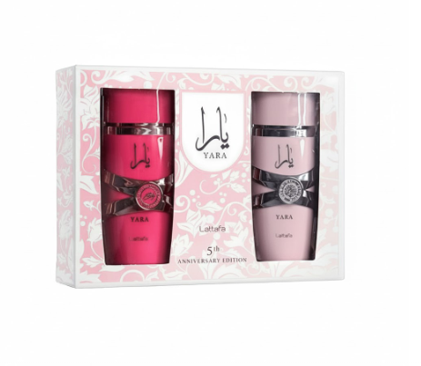 Lattafa Yara 5th Anniversary Edition Perfume Gift Set for Women | 2 x 100ml Eau de Parfum (Original Pink & Light Pink)