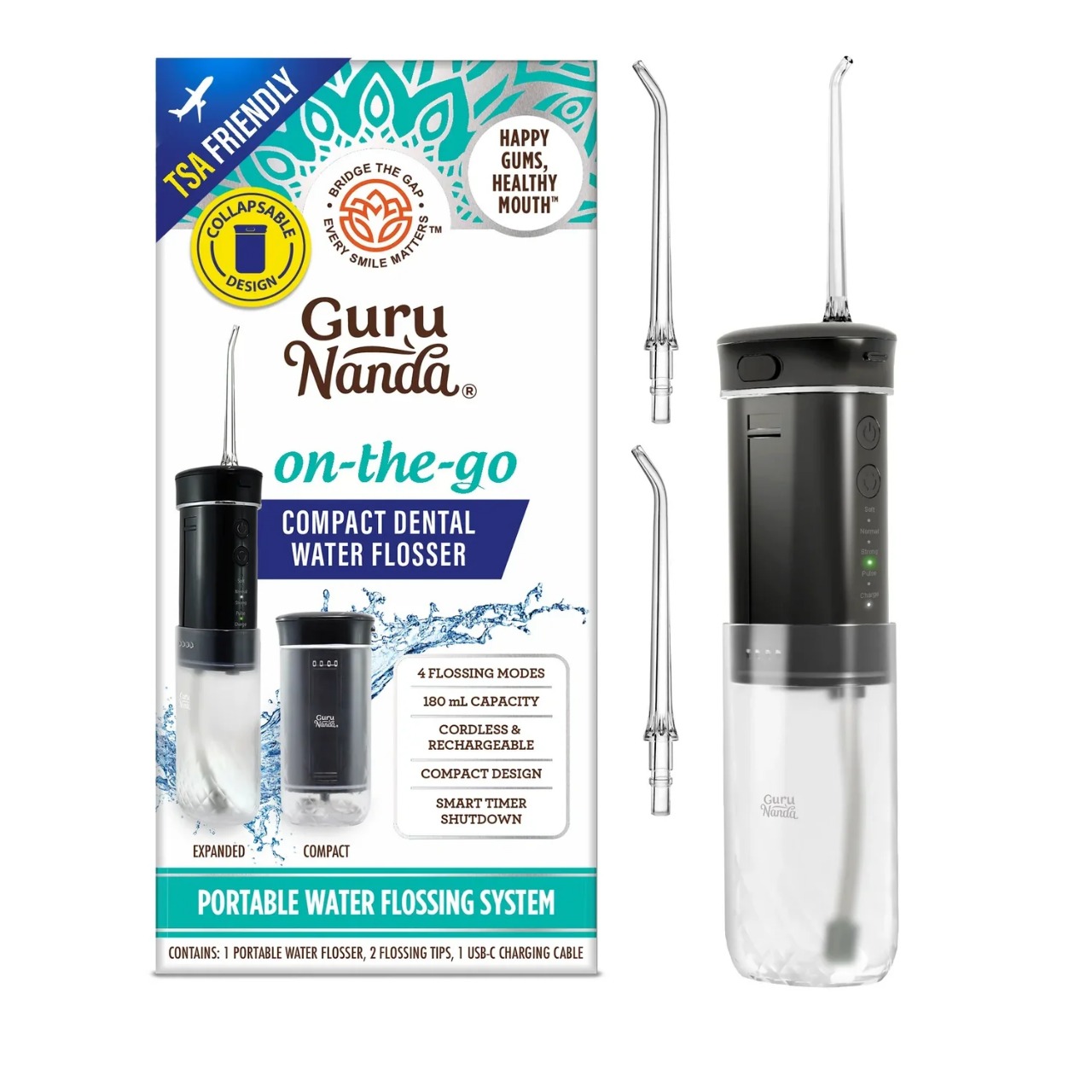 Guru Nanda On-The-Go Compact Dental Water Flosser