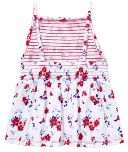 Tween Girls Smocked Peplum Tank Top - Red Size 12/14