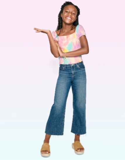 Tween Girls High Rise Cropped Flare Jeans - Blue Size 14