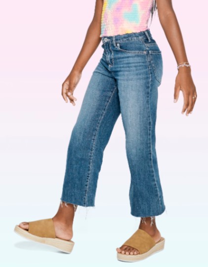 Tween Girls High Rise Cropped Flare Jeans - Blue Size 14