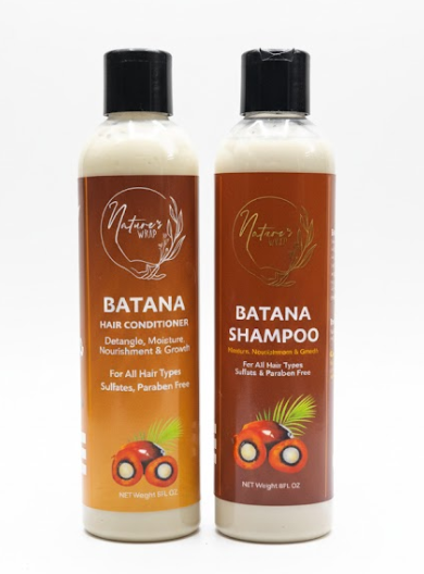 Nature's Wrap Batana Oil Hair Care Set - Shampoo & Conditioner for Rebirth, Nourishment & Growth