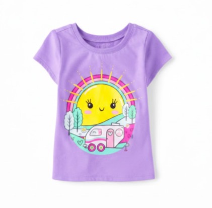 Toddler Girls Purple "Happy Camper" Graphic Tee