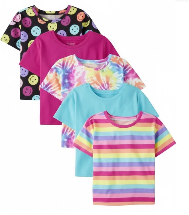 Girls' Print & Solid T-Shirts Size M (7/8)