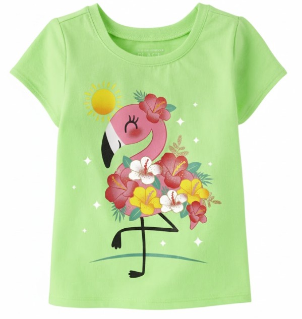 Toddler Girls Flamingo Graphic Tee - Green Size 5T