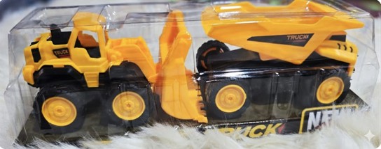 Two Yellow Toy Construction Vehicles