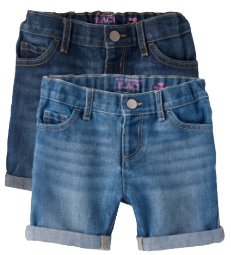 Toddler Girls Roll Cuff Denim Midi Shorts- Size (18-24 M)