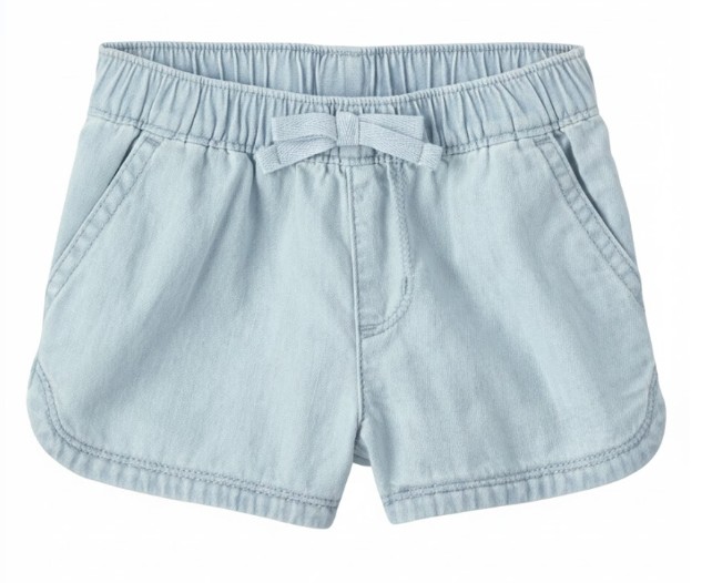 Toddler Girls Chambray Pull On Shorts - Blue Size 4T