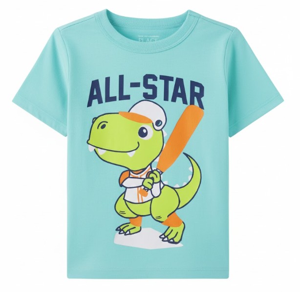 Toddler Boys Dino All-Star Graphic Tee - Aqua Size 5T