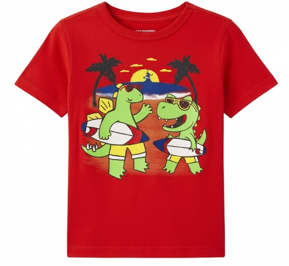 Toddler Boys Surf Dino Graphic Tee - Red Size 4T