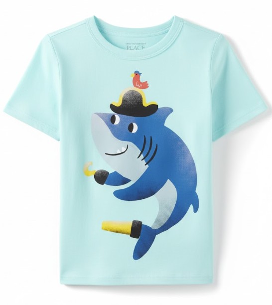 Toddler Boys Pirate Shark Graphic Tee - Blue