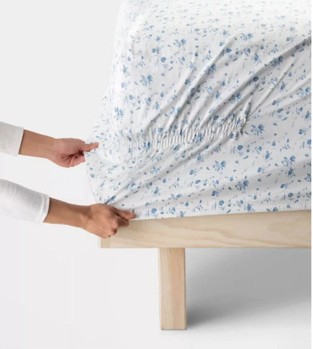 Full 400 Thread Count Cotton Sheet Set White/Blue Floral - King