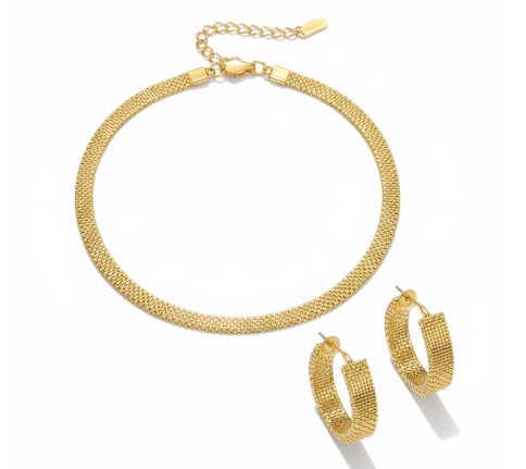 18K Gold Plated Simple Hollow Necklace Set