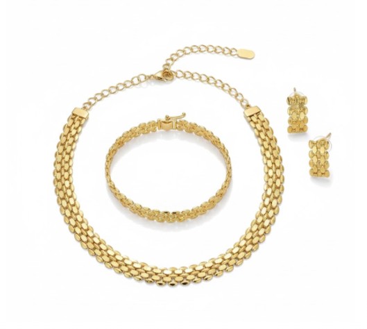 18k Gold Plated  Geometric style Necklace set