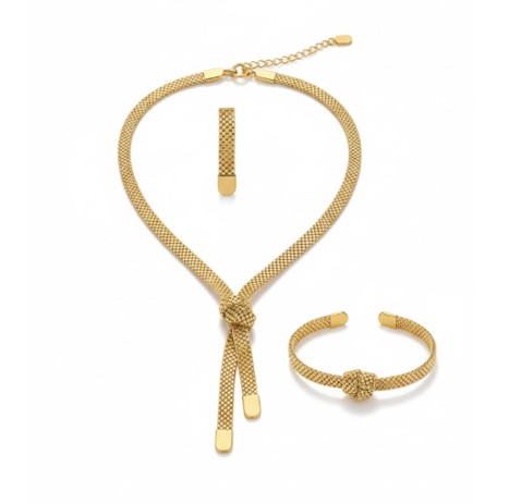 18K Gold Plated  Knot Style Necklace Set