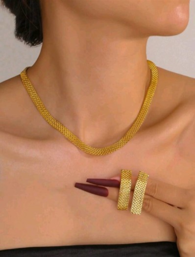 18K Gold Plated Simple Hollow Necklace Set