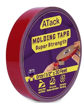 Atack Double-Sided Automotive Molding Tape, Gray, 1/2-Inch X 30-Foot ....