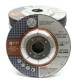 Benchmark Abrasives 4-1/2"  T27 Pipeline Cutting & Light Grinding Wheel 1/8" Thick 7/8"Arbor, Me...