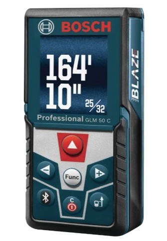Bosch Blaze Glm50C Bluetooth Enabled 165Ft Laser Distance Measure With Color Backlit Display