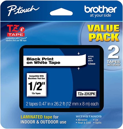 Brother Genuine P-Touch, Tze-231 Tape 1/2"