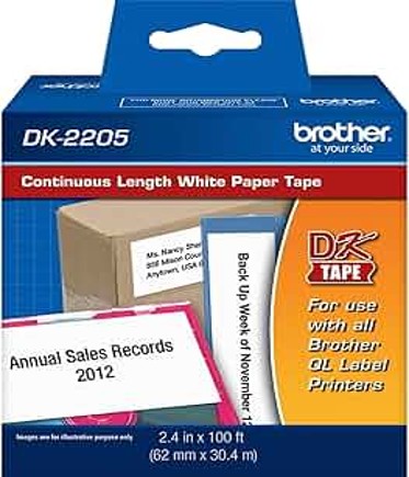 Brother Genuine, Dk-2205 Continuous Paper Label Roll, Cut-To-Length Label, 2.4·X 100 Feet