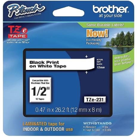 Brother Laminated Tape Black On White 1" 1Pc Pk