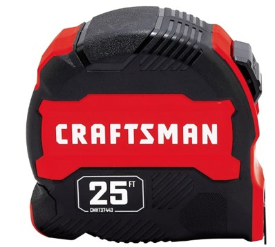 Craftsman 25-Ft Tape Measure With Fraction Marketing, Retractable, Manual-Locking Blade (Cmht374...
