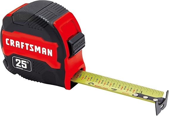 CRAFTSMAN 25-Ft Tape Measure with Fraction Marketing, Retractable, Manual-Locking Blade (CMHT37443S)